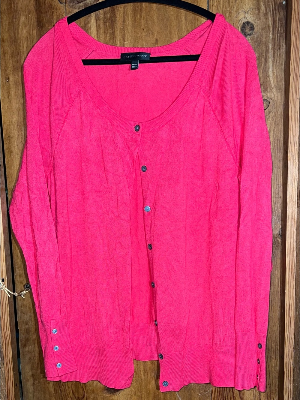 Lane Bryant Bright Pink Button-Front Cardigan